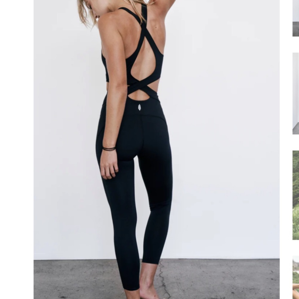 FP Movement by Free People Black Strappy Back Jumpsuit